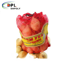 Custom Size PP PE Drawstring Vegetable Packing Onions Leno Mesh Bags